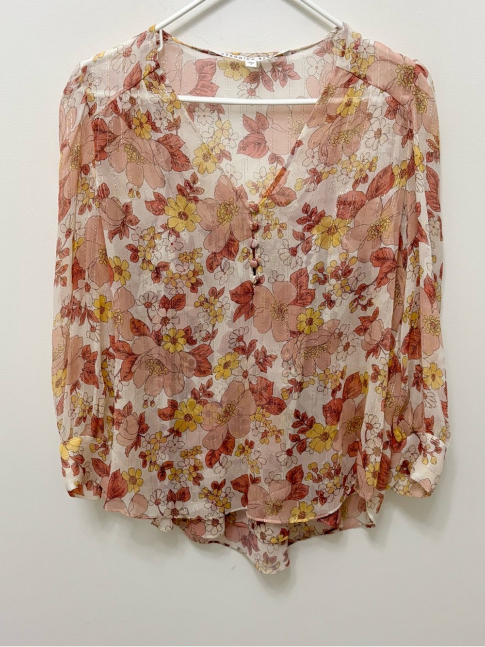 Veronica Beard Milan Floral Silk Blouse Size 6